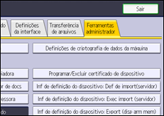 Ilustração da tela do painel de operação