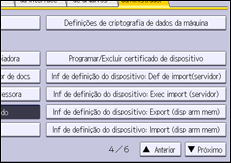 Ilustração da tela do painel de operação