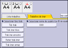 Ilustração da tela do painel de operação
