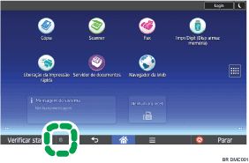 Ilustração da tela do painel de operação