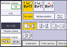 Ilustração da tela do painel de operação