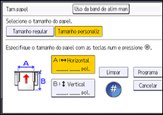 Ilustração da tela do painel de operação