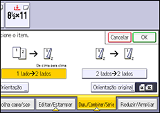 Ilustração da tela do painel de operação