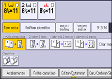 Ilustração da tela do painel de operação
