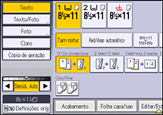 Ilustração da tela do painel de operação