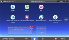 Ilustração da tela do painel de operação