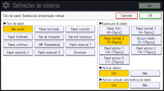Ilustração da tela do painel de operação