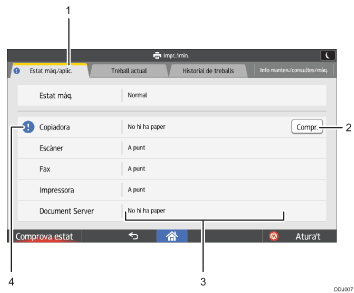 Il·lustració de crida numerada de la pantalla del panell d'operacions