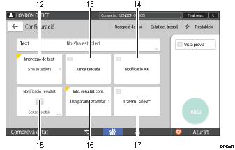 Il·lustració explicativa i numerada de la pantalla del panell d'operacions.