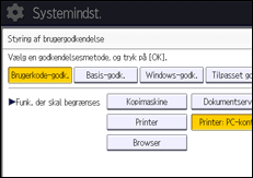 Illustration af displayet på betjeningspanelet