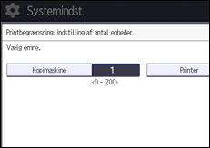Illustration af displayet på betjeningspanelet