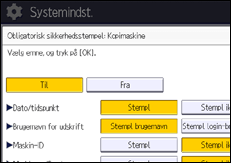 Illustration af displayet på betjeningspanelet