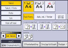 Illustration af displayet på betjeningspanelet