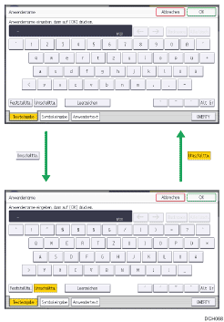 Abbildung der Tasten
