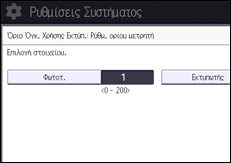 Εικόνα οθόνης πίνακα χειρισμού
