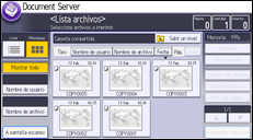 Ilustración de la pantalla panel de mandos