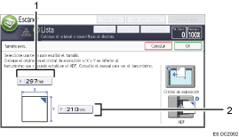 Ilustración con llamadas numeradas de la pantalla del panel de mandos