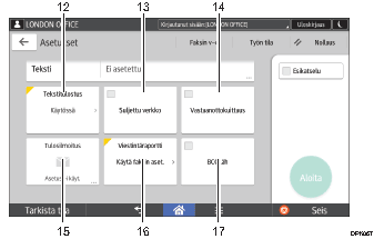 Käyttöpaneelin numeroitu näyttö