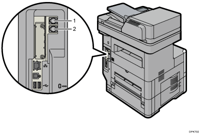 illustration du raccordement de la ligne téléphonique (illustration avec légende numérotée)