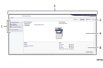 Illustration de l'écran du navigateur Web avec légende numérotée