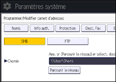 Illustration de l'écran du panneau de commande