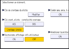 Illustration de l'écran du panneau de commande