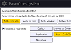 Illustration de l'écran du panneau de commande