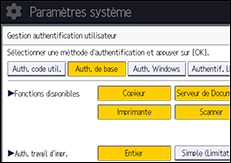 Illustration de l'écran du panneau de commande