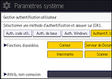 Illustration de l'écran du panneau de commande