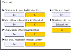 A kezelőpanel ismertetése