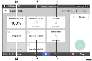 Kezelőpanel képernyőjének számozott jelölésű illusztrálása