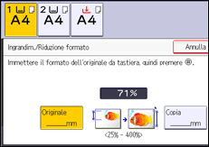 Illustrazione della schermata sul pannello di controllo