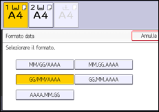 Illustrazione della schermata sul pannello di controllo