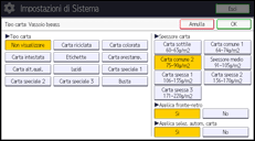 Illustrazione della schermata sul pannello di controllo