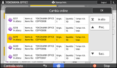 Illustrazione della schermata sul pannello di controllo