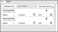 Illustrazione della schermata sul pannello di controllo