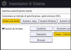 Illustrazione della schermata sul pannello di controllo