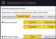 Illustrazione della schermata sul pannello di controllo