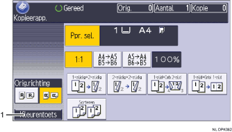Genummerde afbeelding van het scherm van het bedieningspaneel