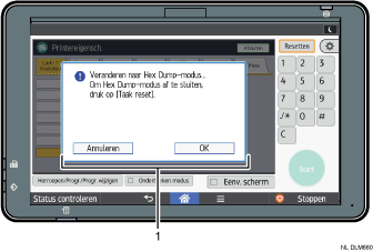 Genummerde afbeelding van het bedieningspaneel
