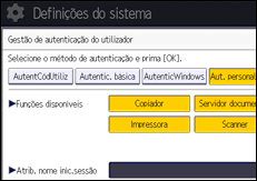 Ilustração do ecrã do painel de operação