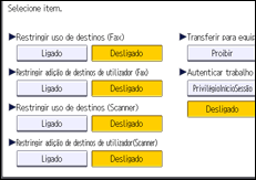 Ilustração do ecrã do painel de operação
