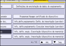 Ilustração do ecrã do painel de operação