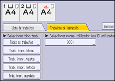 Ilustração do ecrã do painel de operação