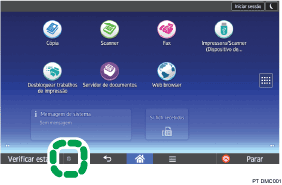 Ilustração do ecrã do painel de operação