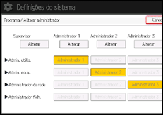 Ilustração do ecrã do painel de operação