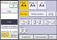 Ilustração do ecrã do painel de operação