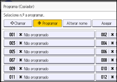 Ilustração do ecrã do painel de operação