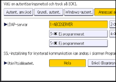 Bild av användarpanelens skärm