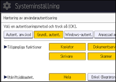 Bild av användarpanelens skärm